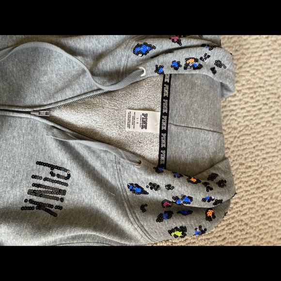 Love pink full zip leopard multicolour hoodie new Victoria secret multicolour - Picture 4 of 4